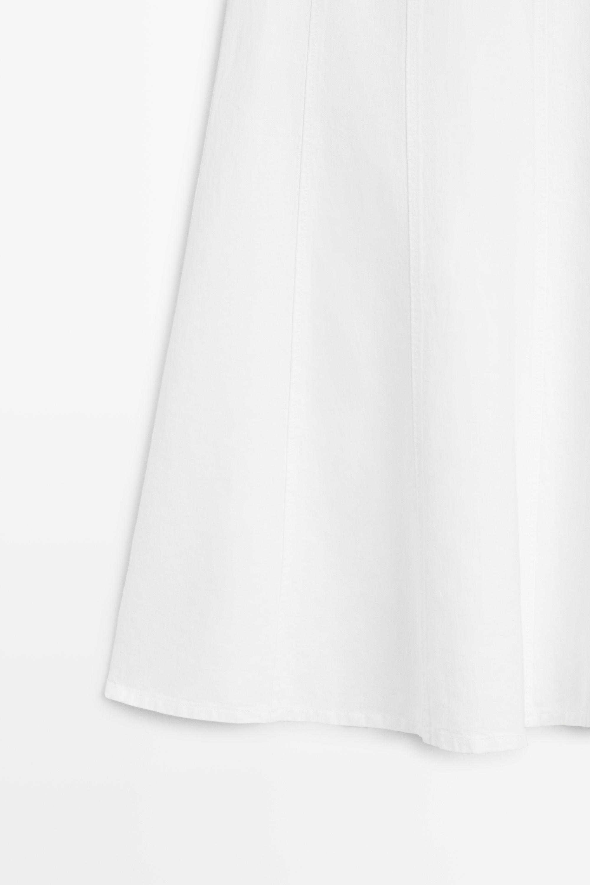 100% linen denim-effect midi skirt